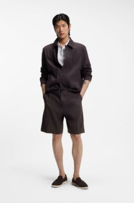 Relaxed-fit shorts in washable Tech Linen, Dark Brown