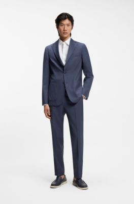 Tapered-Fit Hose aus waschbarer, luftiger Wolle, Blau