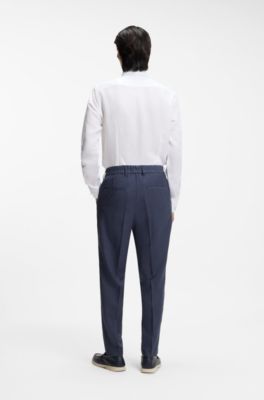 Pantaloni dal fit affusolato in lana vergine lavabile, Blu