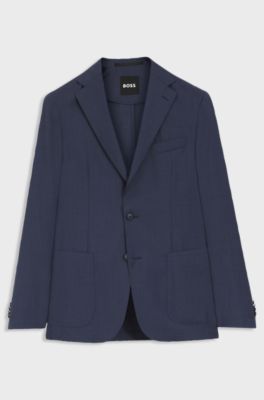 Slim-fit suit jacket in washable AirWool, Blue
