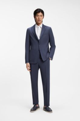 Slim-fit jacket in washable virgin wool, Blue