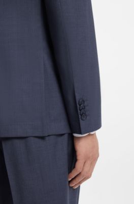 Slim-fit suit jacket in washable AirWool, Blue