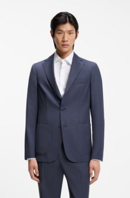 Slim-fit suit jacket in washable air wool, Blue