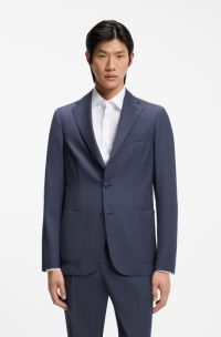 Slim-fit jacket in washable virgin wool, Blue