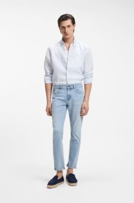 Jeans Delaware slim fit in denim blu, Celeste