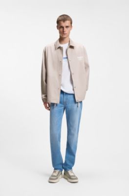 Coach jacket in cotton twill, Light Beige
