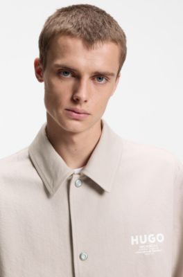 Coach jacket in cotton twill, Light Beige