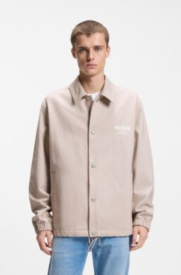 Coach jacket in cotton twill, Light Beige