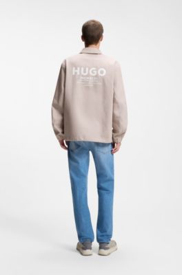 Coach jacket in cotton twill, Light Beige