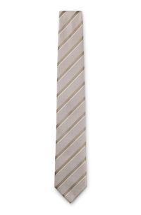 Silk tie with diagonal stripes, Light Beige