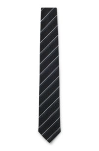 Silk tie with diagonal stripes, Dark Blue