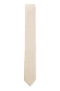 Silk tie with jacquard-woven pattern, Light Beige