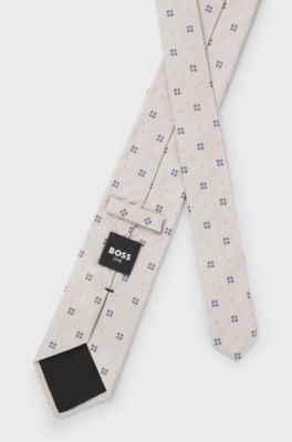 BOSS ONE Silk tie with jacquard-woven pattern, Light Beige