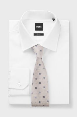 BOSS ONE Silk tie with jacquard-woven pattern, Light Beige