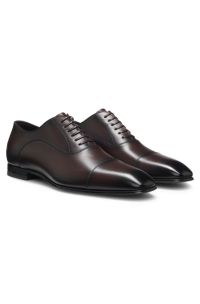 Chaussures Oxford &agrave; bout droit en cuir BOSS BY BECKHAM, Marron fonc&eacute;