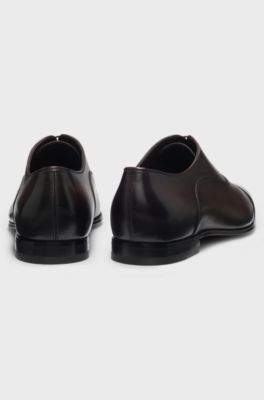 BOSS BY BECKHAM scarpe Oxford con punta in pelle, Marrone scuro