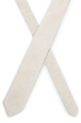 Silk-blend tie with paisley jacquard, White