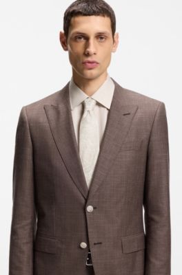 Silk-blend tie with paisley jacquard, Natural