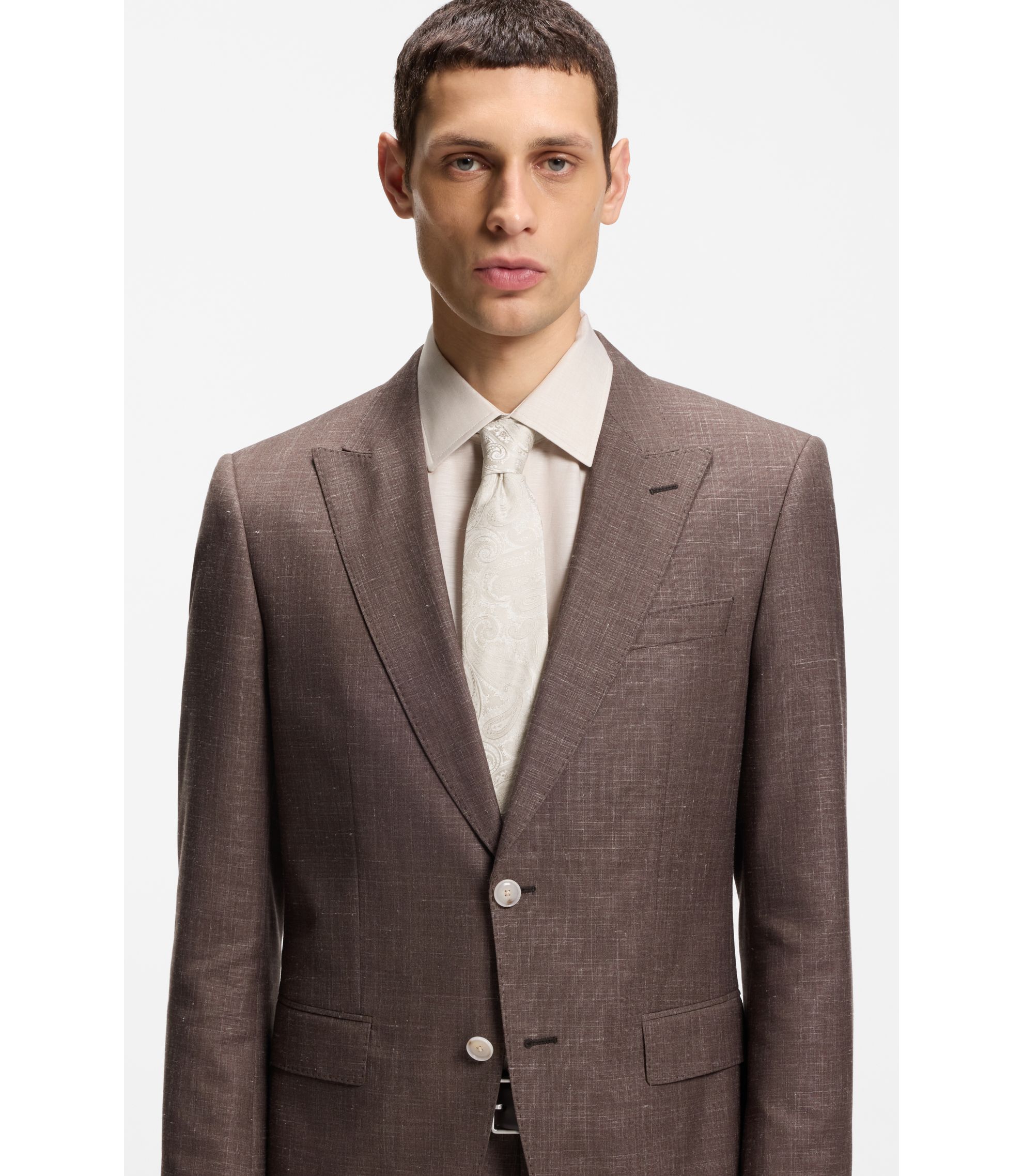 BOSS - シルクブレンド ネクタイ ペイズリー ジャカード - ホワイト