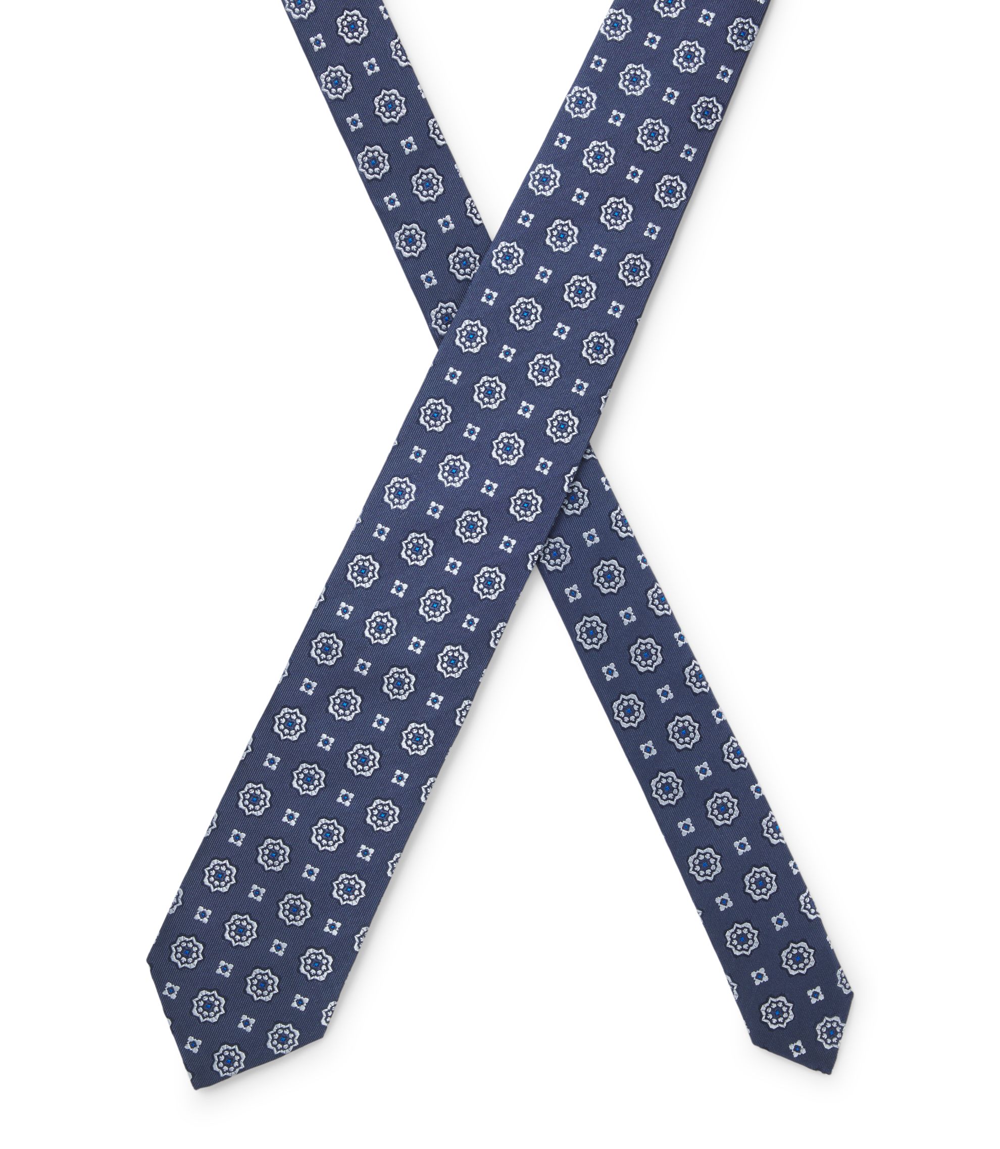 BOSS - ジャカードパターン ネクタイ シルクブレンド - ダークブルー