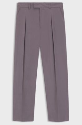 Relaxed-fit trousers in stretch cotton, Purple