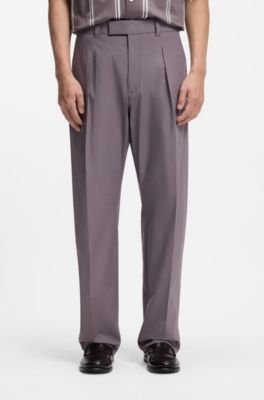 Relaxed-fit trousers in stretch cotton, Purple