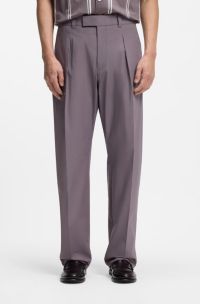 Relaxed-fit trousers in stretch cotton, Purple