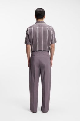 Relaxed-fit trousers in stretch cotton, Purple