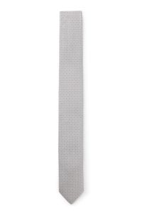 Silk-blend tie with jacquard pattern, Light Grey