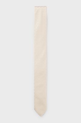 Silk-blend tie with jacquard pattern, Light Beige