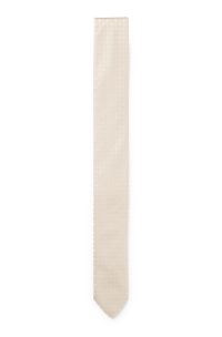 Silk-blend tie with jacquard pattern, Light Beige