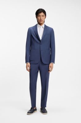 Slim-fit twill overhemd van linnenmix, Wit