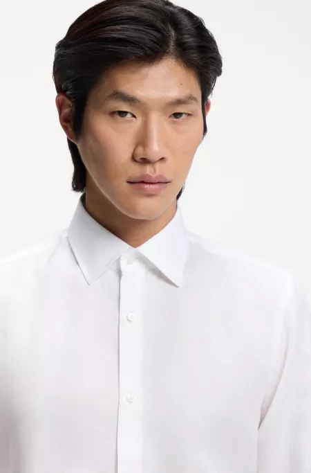 Chemise Slim Fit en twill de lin mélangé