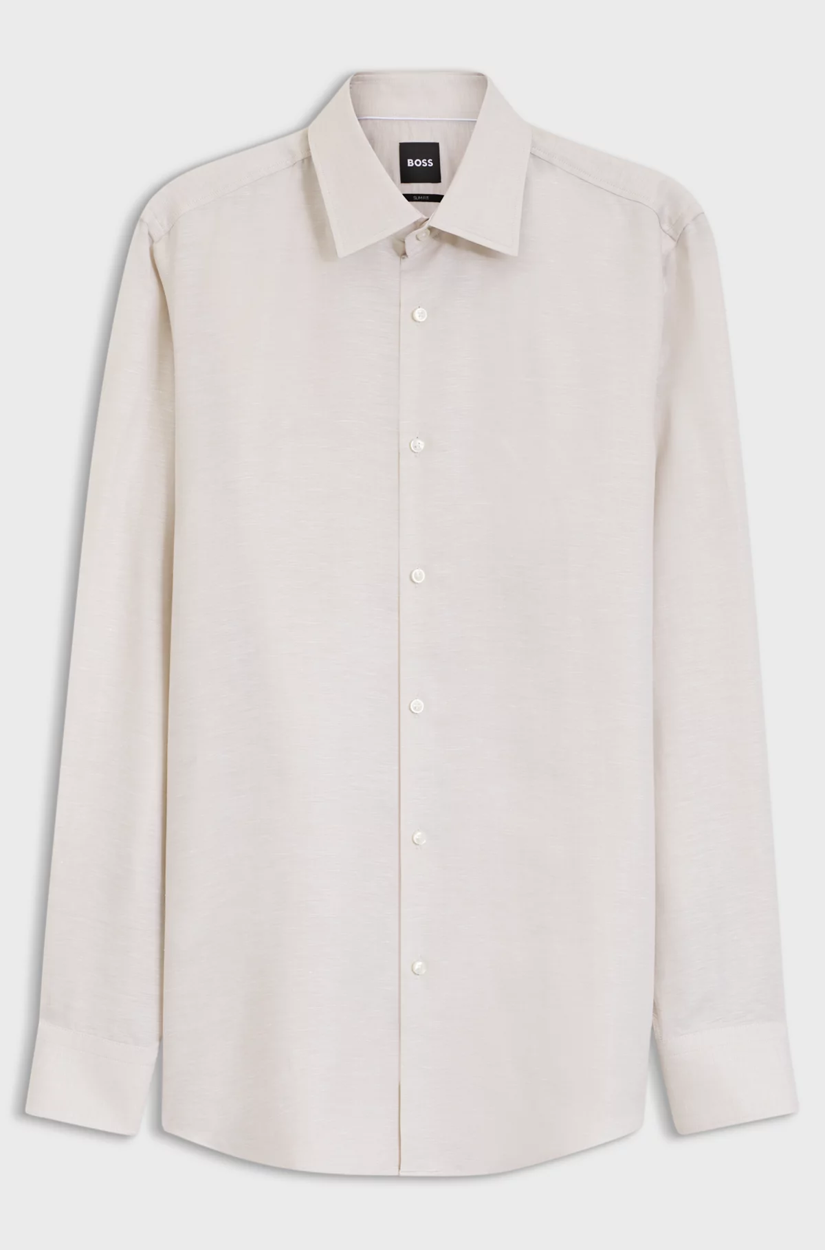 Slim-Fit Hemd aus Twill aus einem Leinen-Mix, Hellbeige