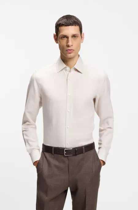 Chemise Slim Fit en twill de lin mélangé