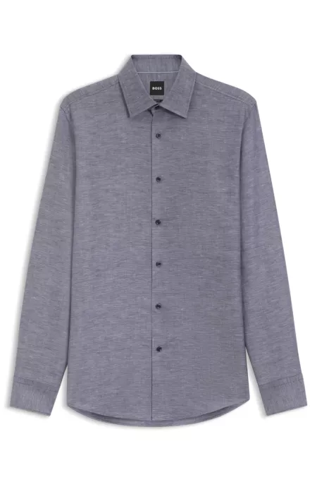 Slim-fit shirt in linen-blend twill