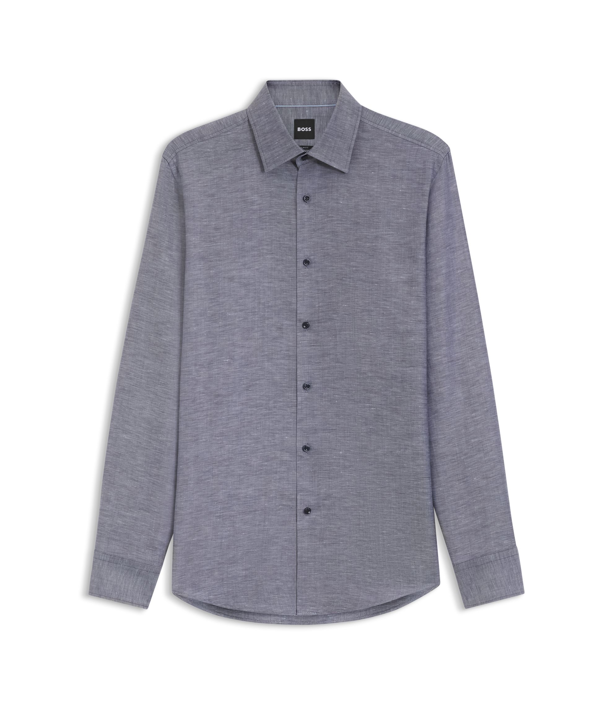 Slim-Fit Hemd aus Twill aus einem Leinen-Mix