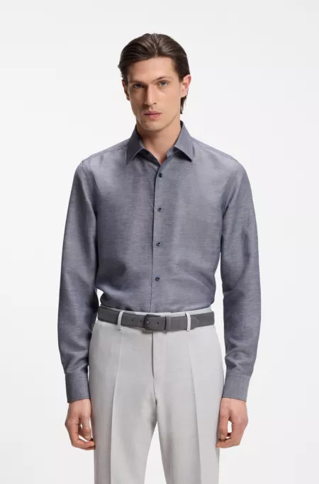Slim-fit shirt in linen-blend twill