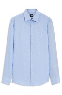 Slim-fit shirt in linen-blend twill, Light Blue