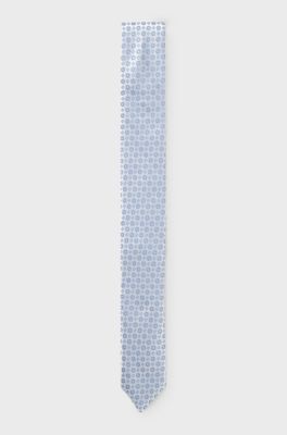 Silk-blend tie with jacquard pattern, Light Blue