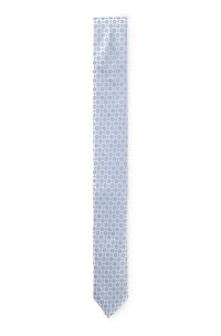 Silk-blend tie with jacquard pattern, Light Blue