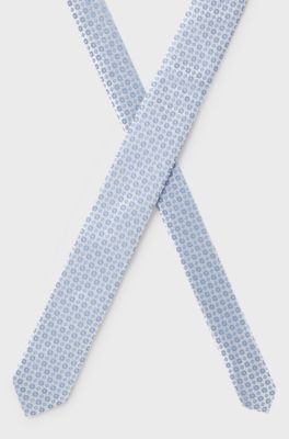 Silk-blend tie with jacquard pattern, Light Blue