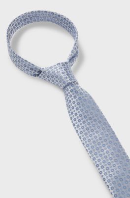 Silk-blend tie with jacquard pattern, Light Blue