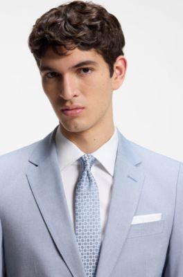 Silk-blend tie with jacquard pattern, Light Blue