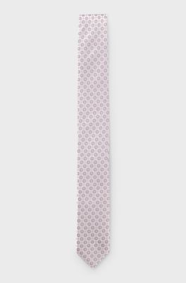 Silk-blend tie with jacquard pattern, Light Purple
