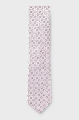 Silk-blend tie with jacquard pattern, Light Purple