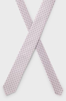 Silk-blend tie with jacquard pattern, Light Purple