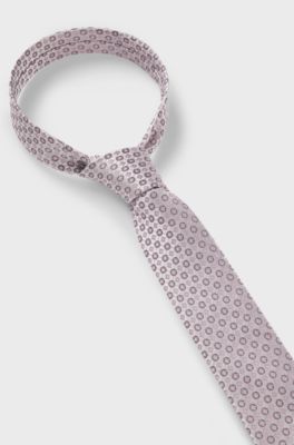 Silk-blend tie with jacquard pattern, Light Purple