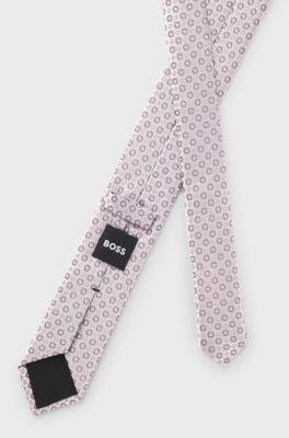 Silk-blend tie with jacquard pattern, Light Purple