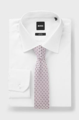 Silk-blend tie with jacquard pattern, Light Purple